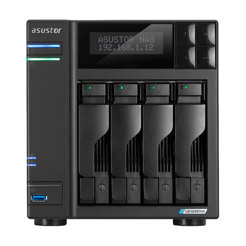 Servidor nas asustor tower 4 bay nas quad - core 2.0ghz dual 2.5gbe ports 4gb ram ddr4
