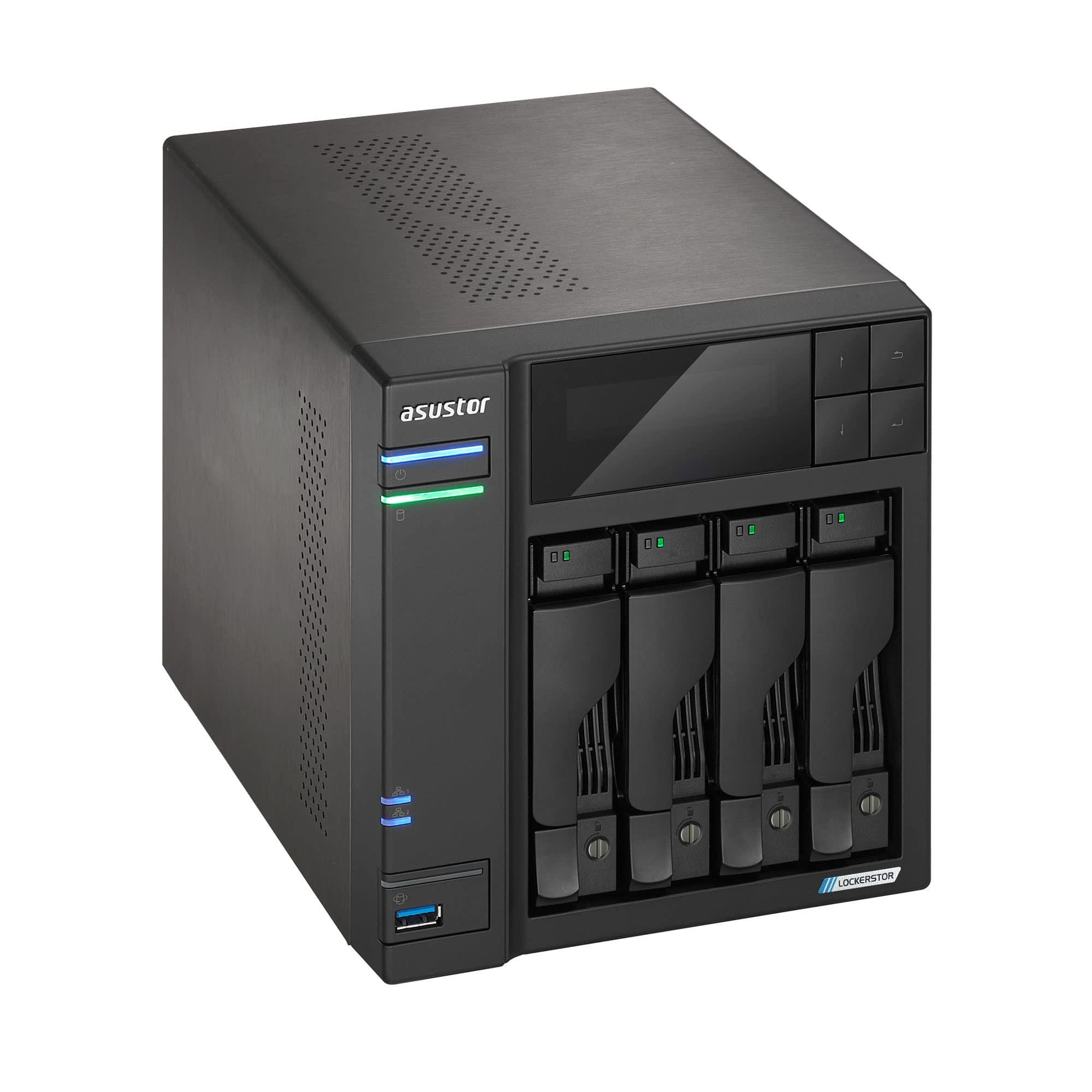 Servidor nas asustor tower 4 bay nas quad - core 2.0ghz dual 2.5gbe ports 4gb ram ddr4