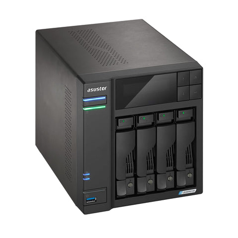 Servidor nas asustor tower 4 bay nas quad - core 2.0ghz dual 2.5gbe ports 4gb ram ddr4