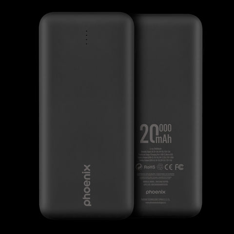 Phoenix powerbank batería externa 20000mah con 2 usb carga rapida y 1 usb tipo c pd