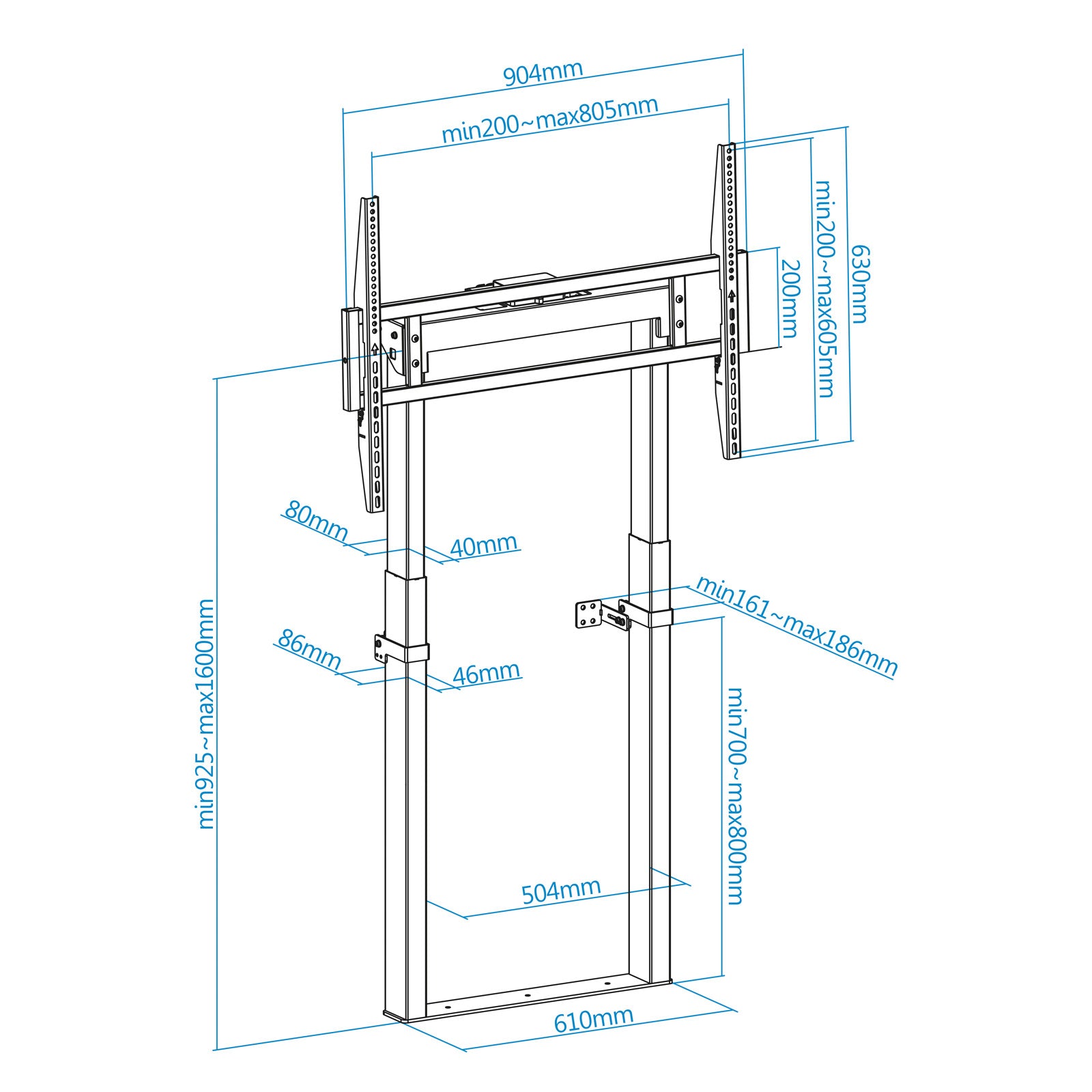 Soporte suelo tooq fijo electrico titan 55 - 100pulgadas