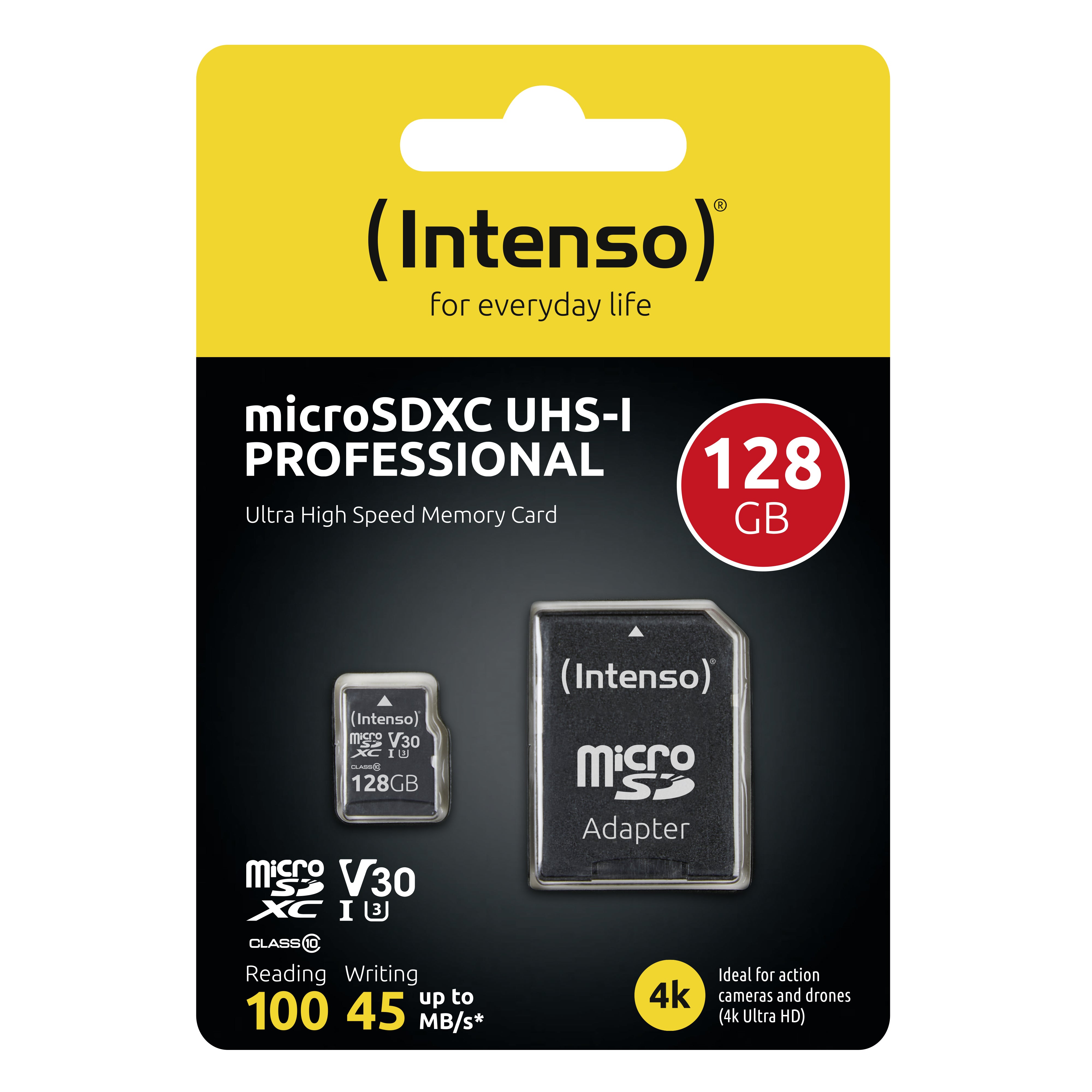 Tarjeta micro sd intenso 128gb profesional uhs - i cl10 + adaptador sd