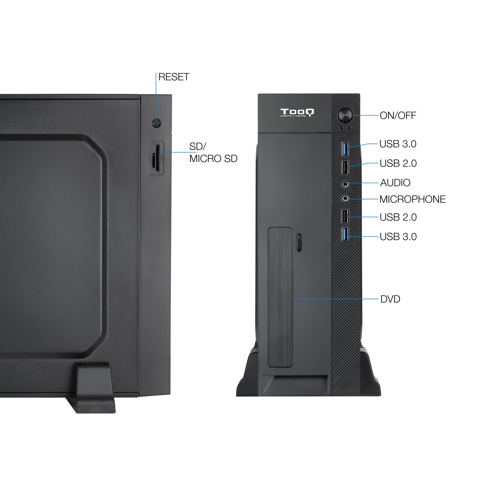 Caja ordenador tooq slim matx tqc - 3008u3cd 500w lector tarjetas