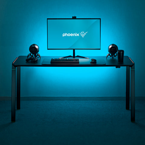 Phoenix horizon mesa escritorio gaming xl 150cm x 65cm luces rgb