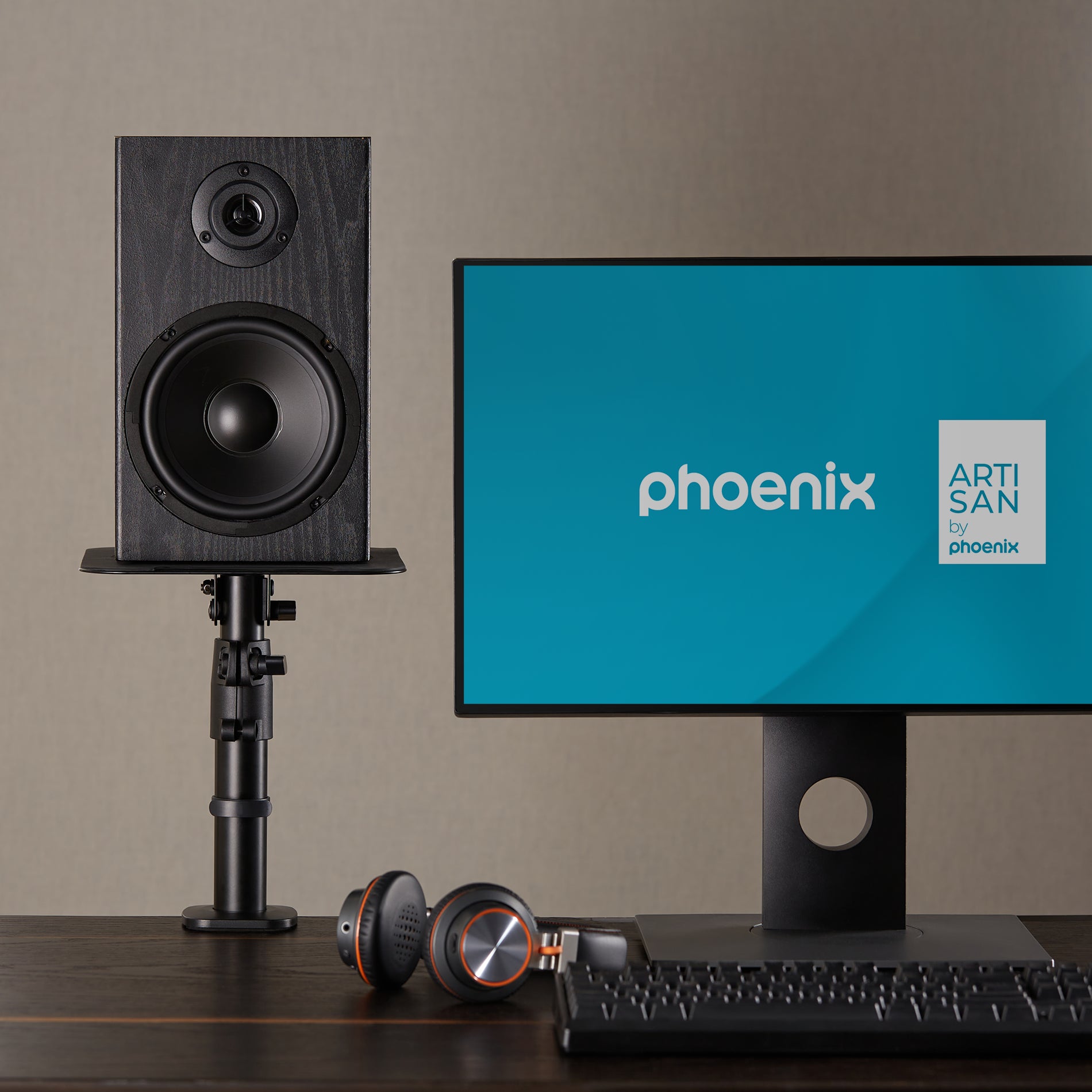 Soportes universales phoenix para altavoces de escritorio - ajustables en altura e inclinación