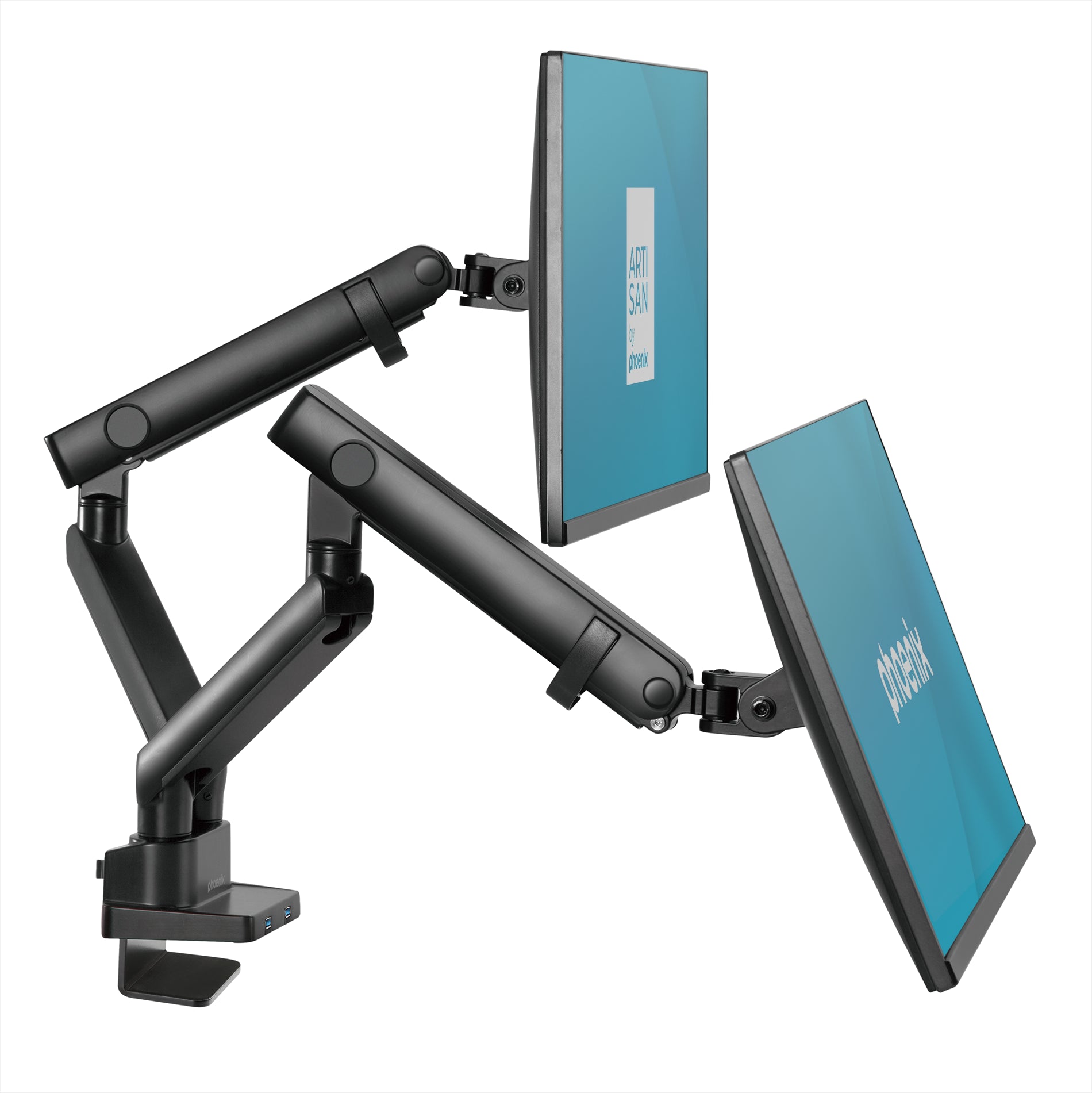 Phoenix mstand2 brazo articulado resorte de gas para doble monitor hasta 27 vesa 75 x 75 - 100 x 100 incluye 2 usb