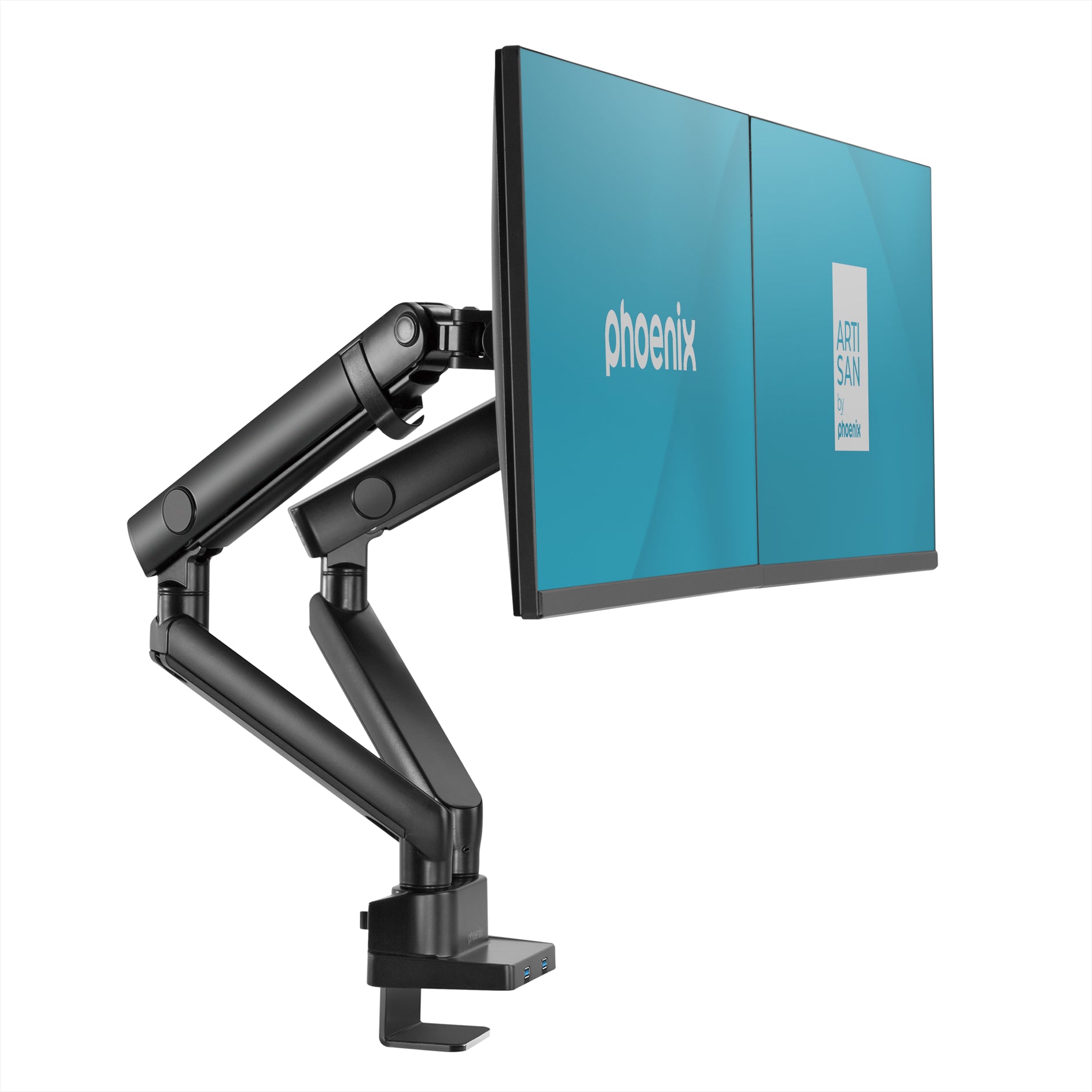 Phoenix mstand2 brazo articulado resorte de gas para doble monitor hasta 27 vesa 75 x 75 - 100 x 100 incluye 2 usb