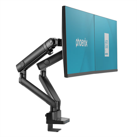 Phoenix mstand2 brazo articulado resorte de gas para doble monitor hasta 27 vesa 75 x 75 - 100 x 100 incluye 2 usb