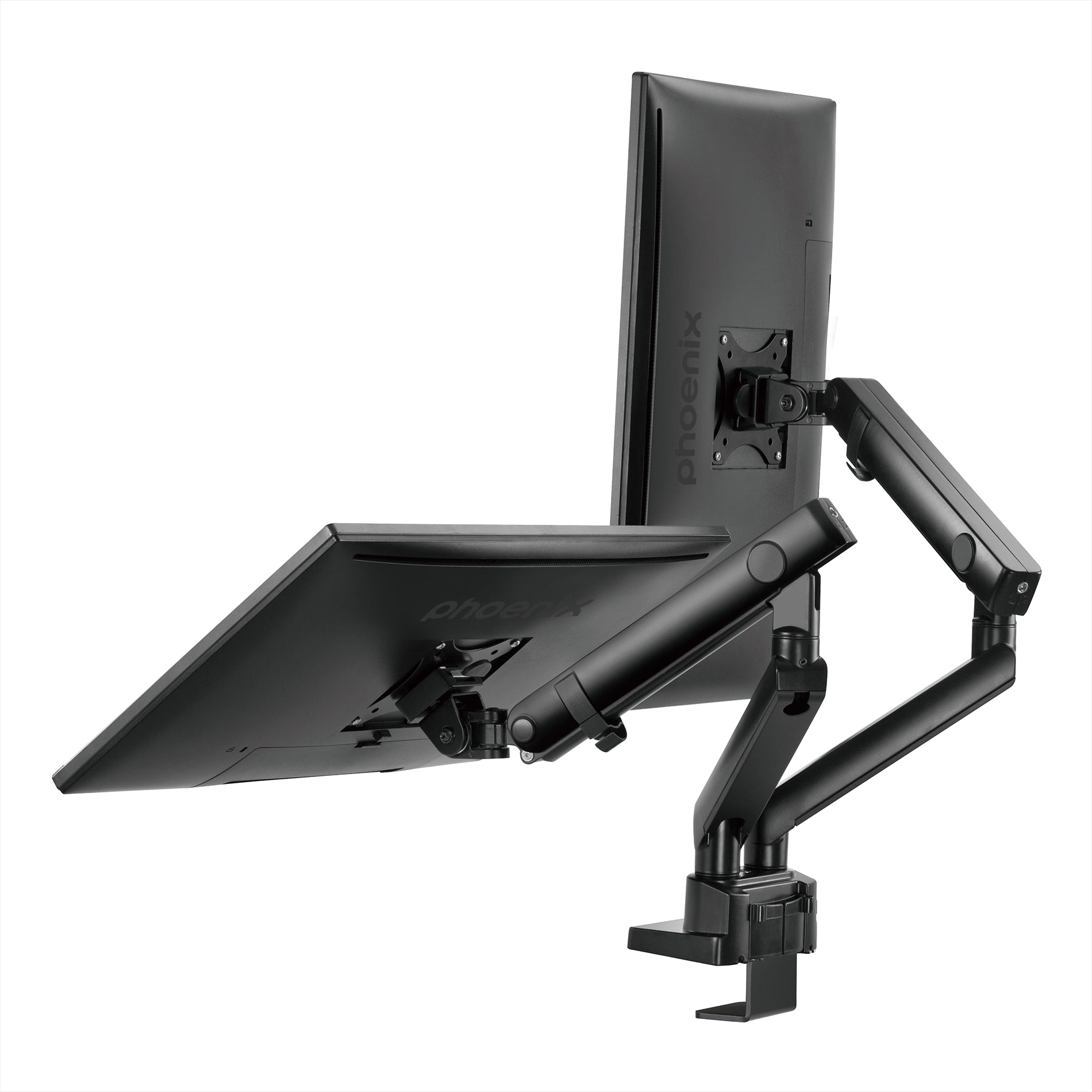 Phoenix mstand2 brazo articulado resorte de gas para doble monitor hasta 27 vesa 75 x 75 - 100 x 100 incluye 2 usb