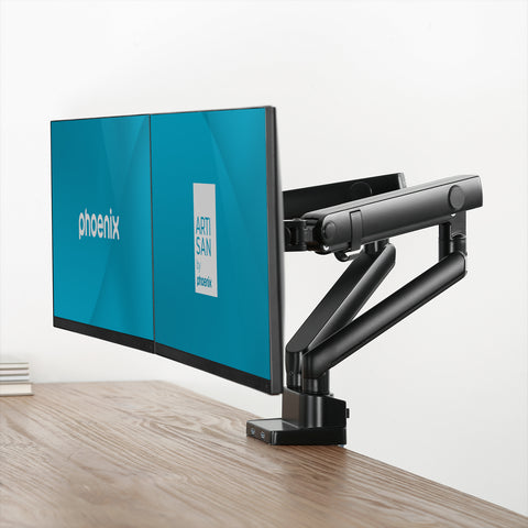 Phoenix mstand2 brazo articulado resorte de gas para doble monitor hasta 27 vesa 75 x 75 - 100 x 100 incluye 2 usb
