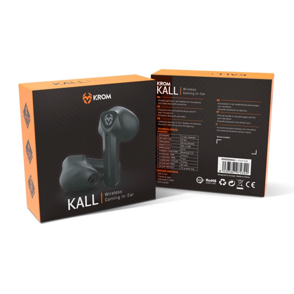 Auriculares gaming krom kall inalambrico negro