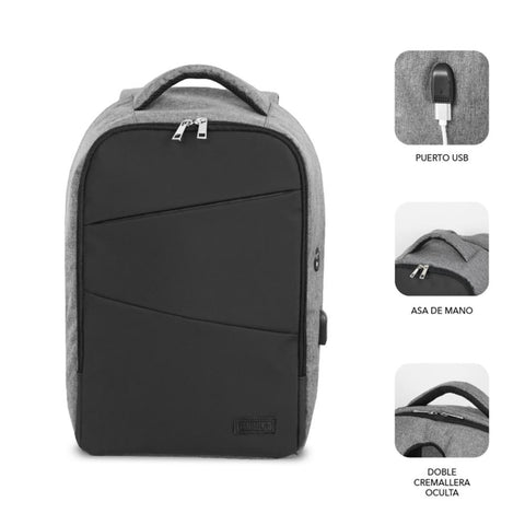 Mochila para portatil subblim secure v2 ap 16pulgadas negro - gris