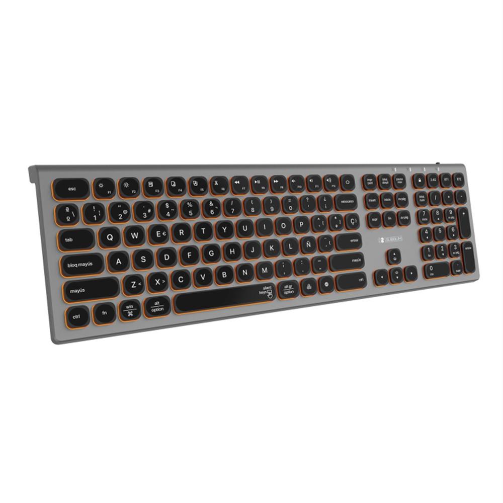 Teclado subblim master iluminado ext inalambrico gris - negro