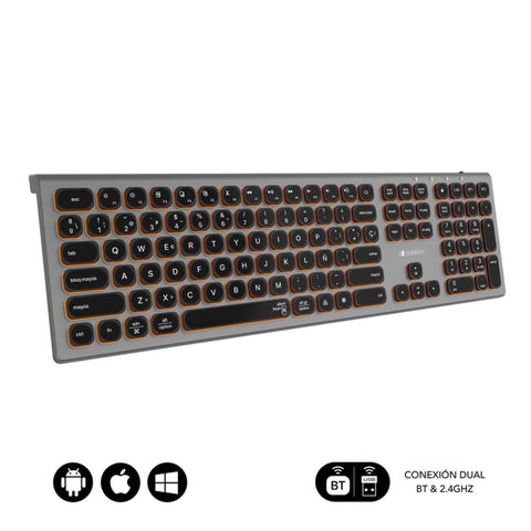 Teclado subblim master iluminado ext inalambrico gris - negro