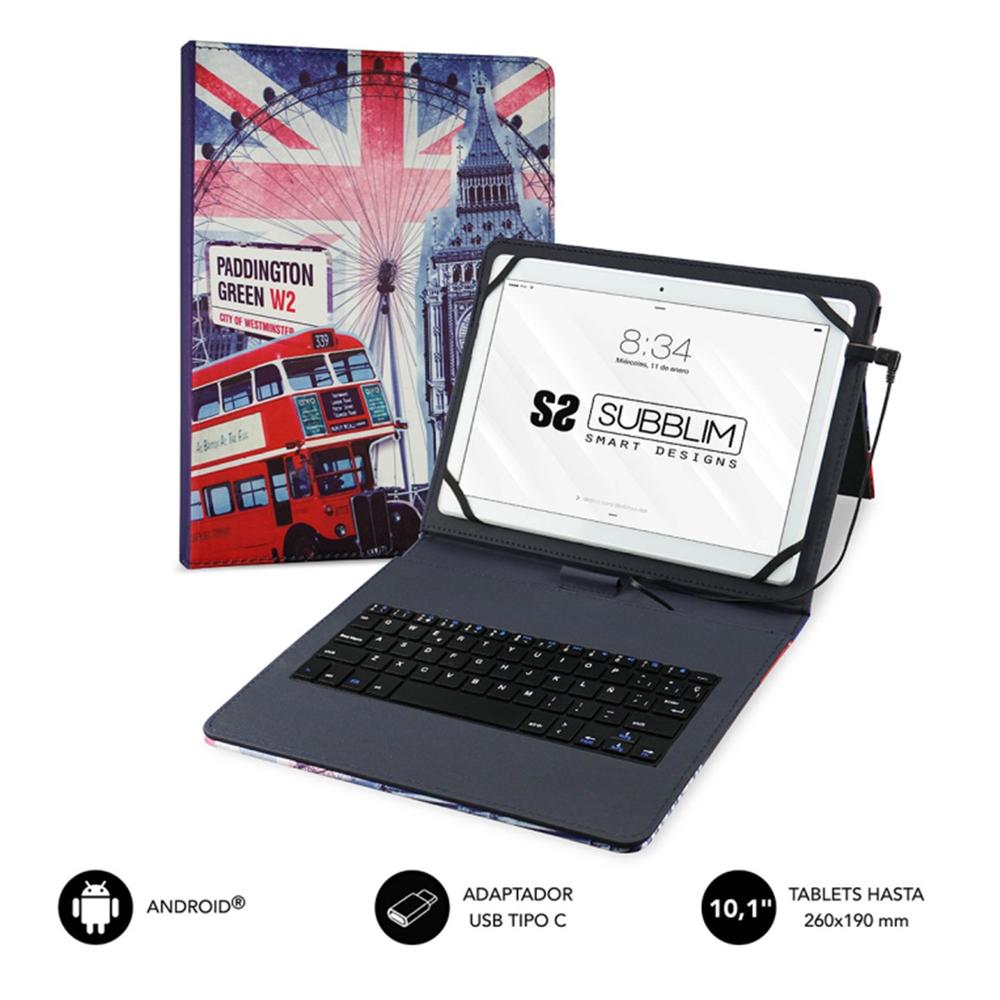 Funda + teclado subblim keytab usb tipo c 10.1pulgadas england