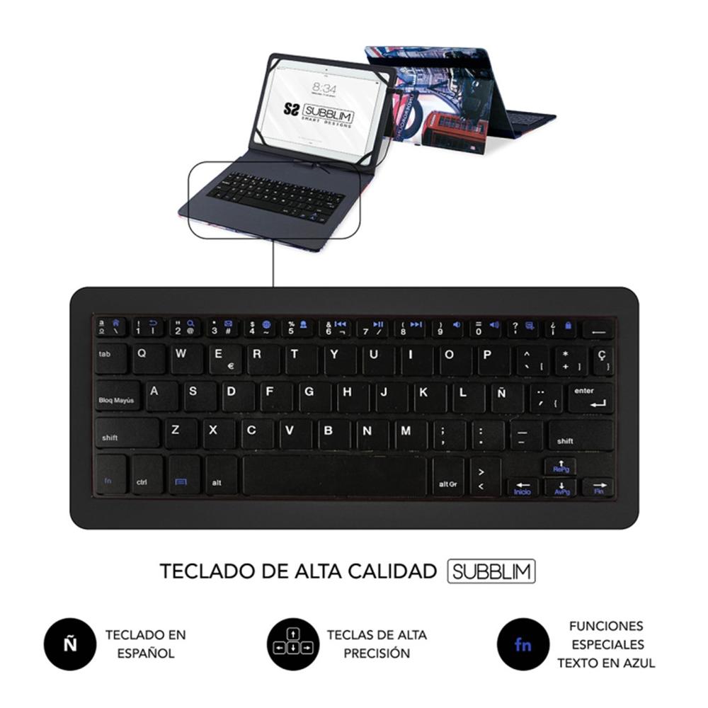 Funda + teclado subblim keytab usb tipo c 10.1pulgadas england