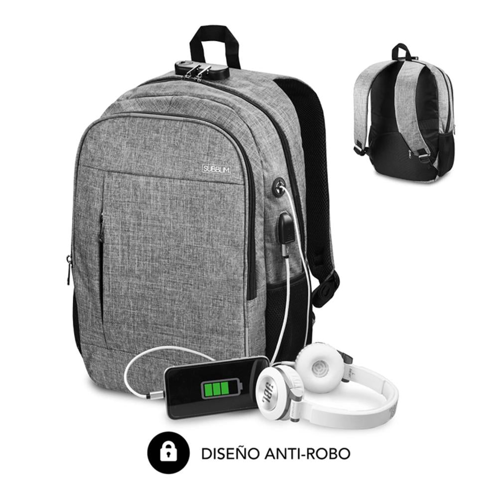 Mochila subblim urban lock para portatil 16pulgadas gris