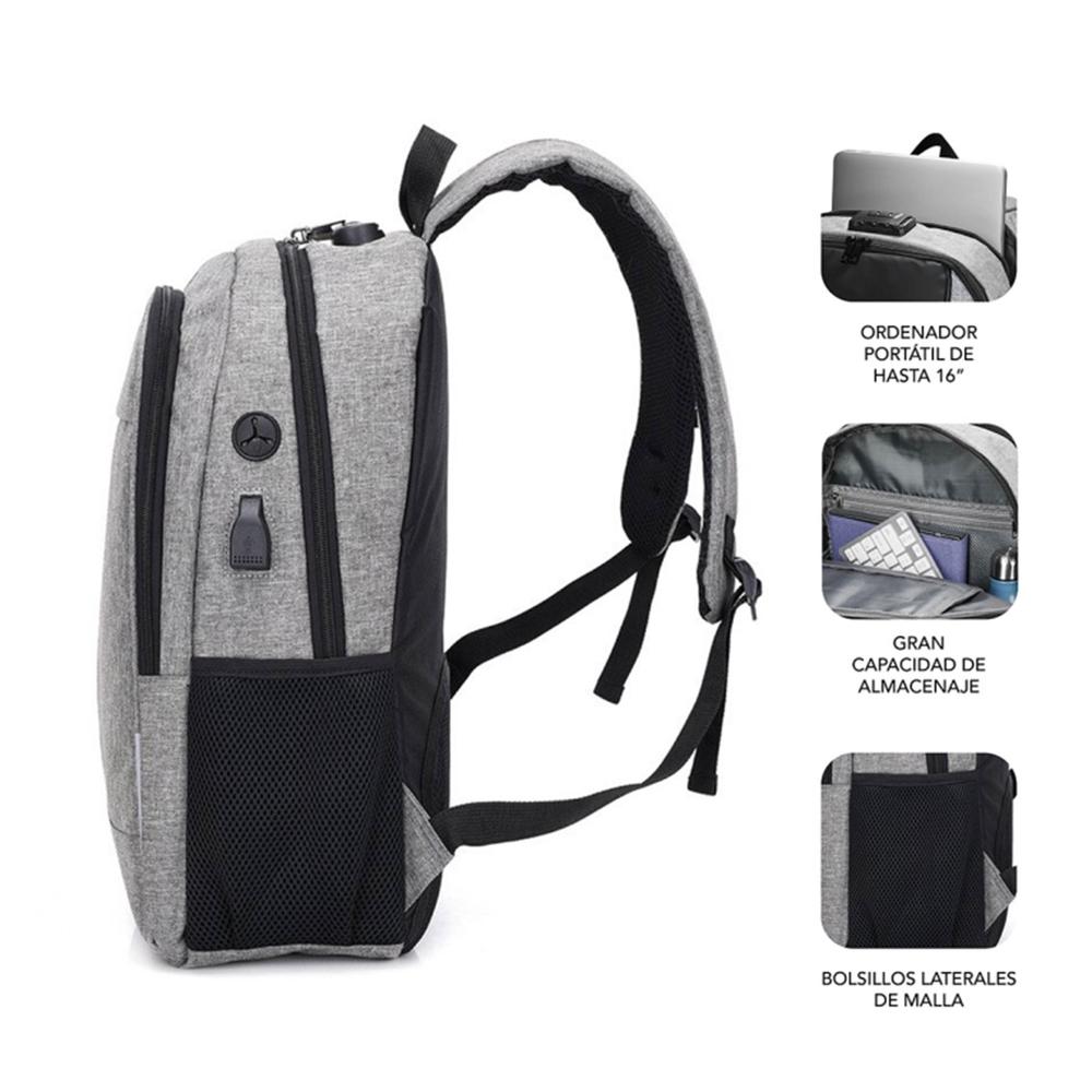 Mochila subblim urban lock para portatil 16pulgadas gris