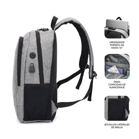 Mochila subblim urban lock para portatil 16pulgadas gris