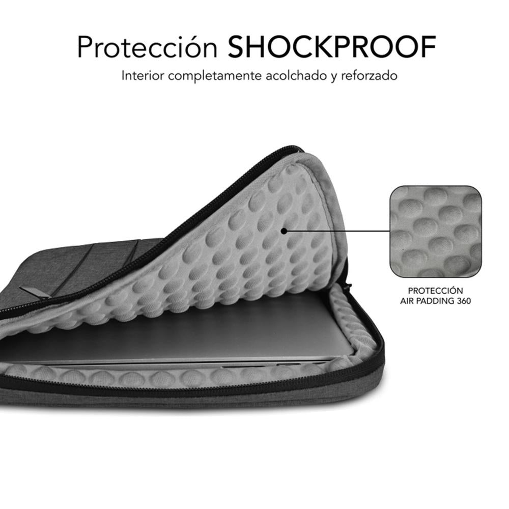 Funda subblim air padding 360 sleeve para portatil 13.3pulgadas - 14pulgadas gris oscuro