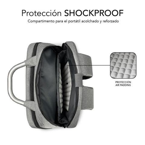 Mochila subblim elite airpadding para portatil 15.6pulgadas gris