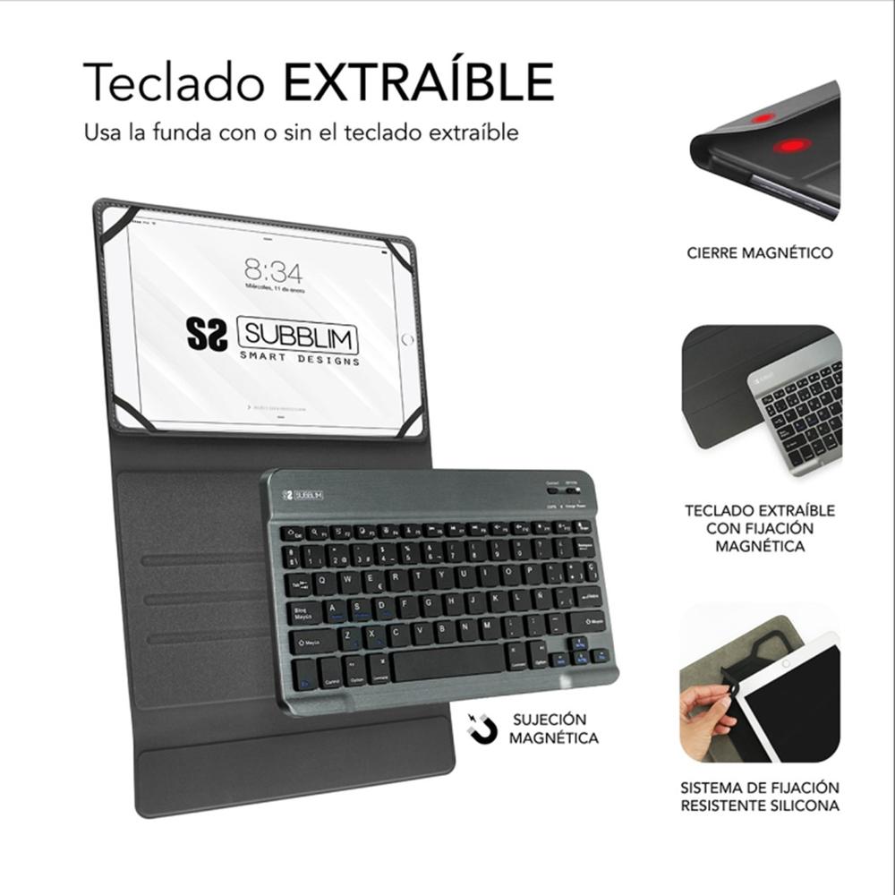 Funda tablet subblim keytab pro para tablet 10.1pulgadas gris