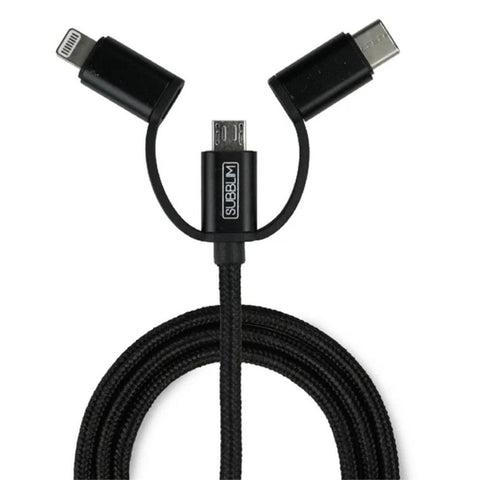 Cargador coche subblim 12w usb tipo a + cable 3 en 1