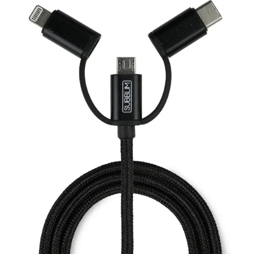 Cargador subblim 12w usb tipo a + cable 3 en 1