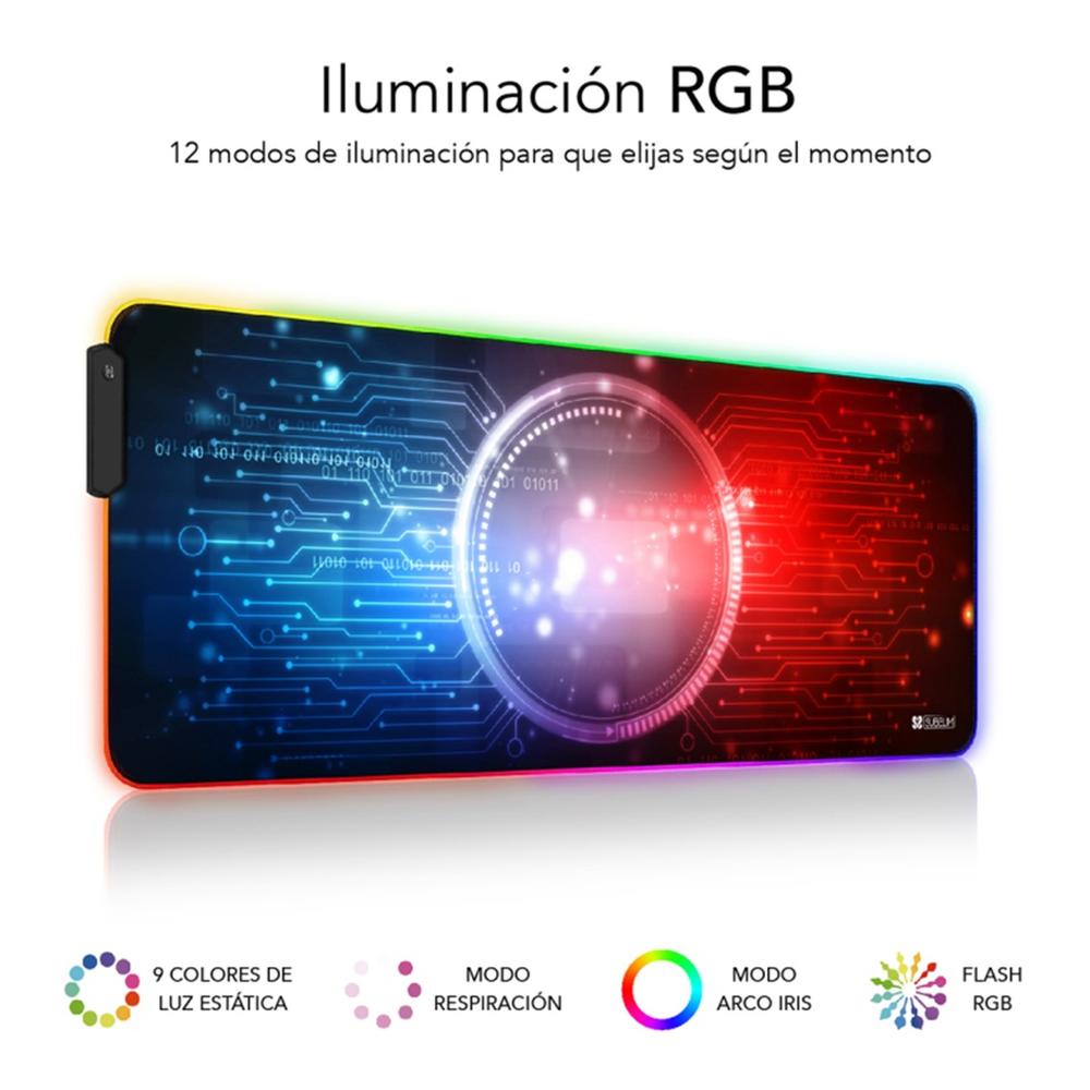 Alfombrilla subblim mouse pad premium led rgb