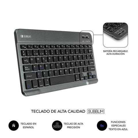 Funda + teclado subblim keytab pro para tablet 10.1pulgadas rojo