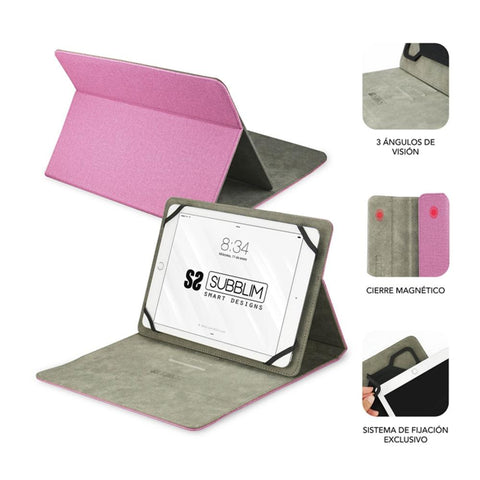 Funda subblim clever stand case para tablet 10.1pulgadas rosa