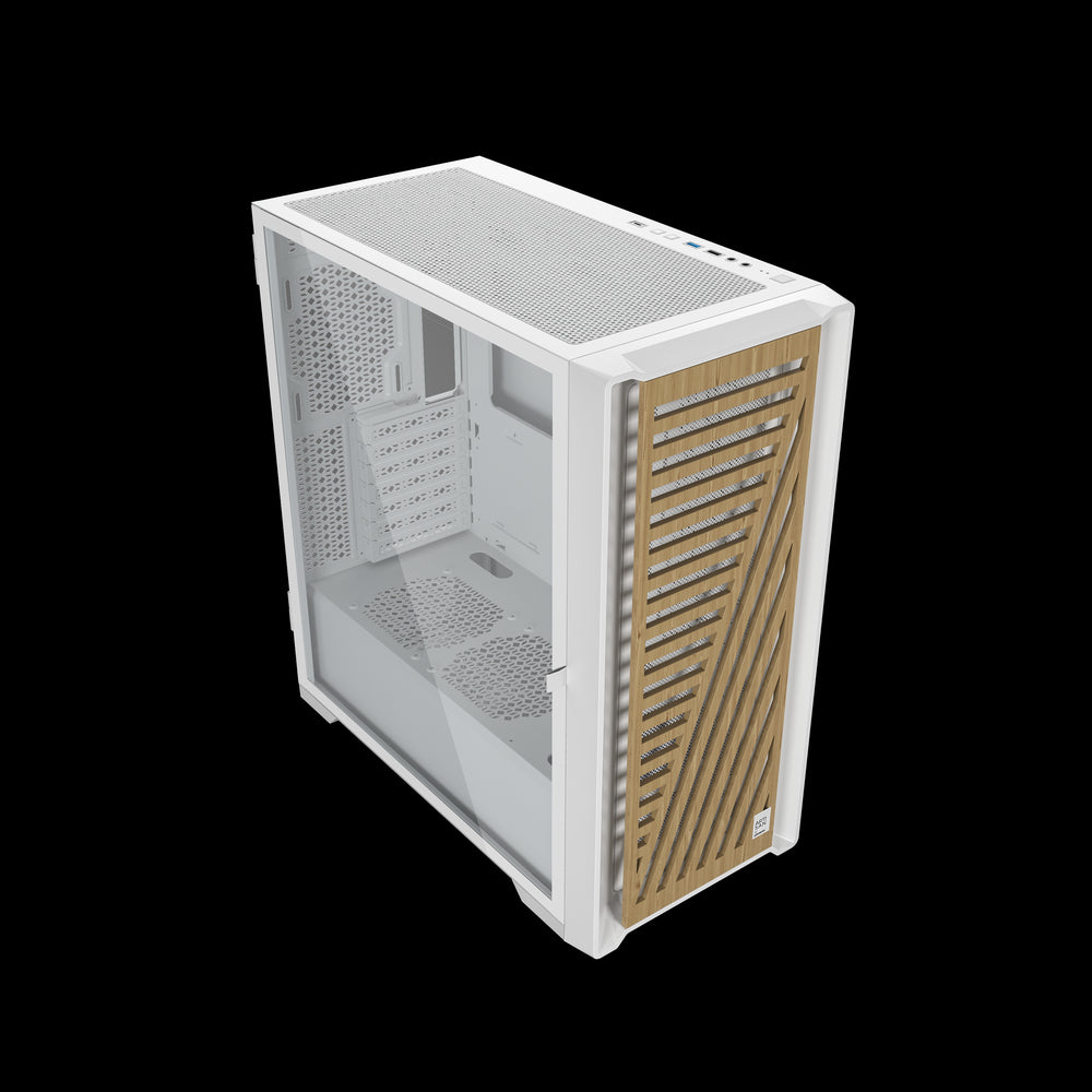 Caja phoenix artisan noble blanca con frontal de madera atx cristal templado gaming cristal templado filtros antipolvo tipo c