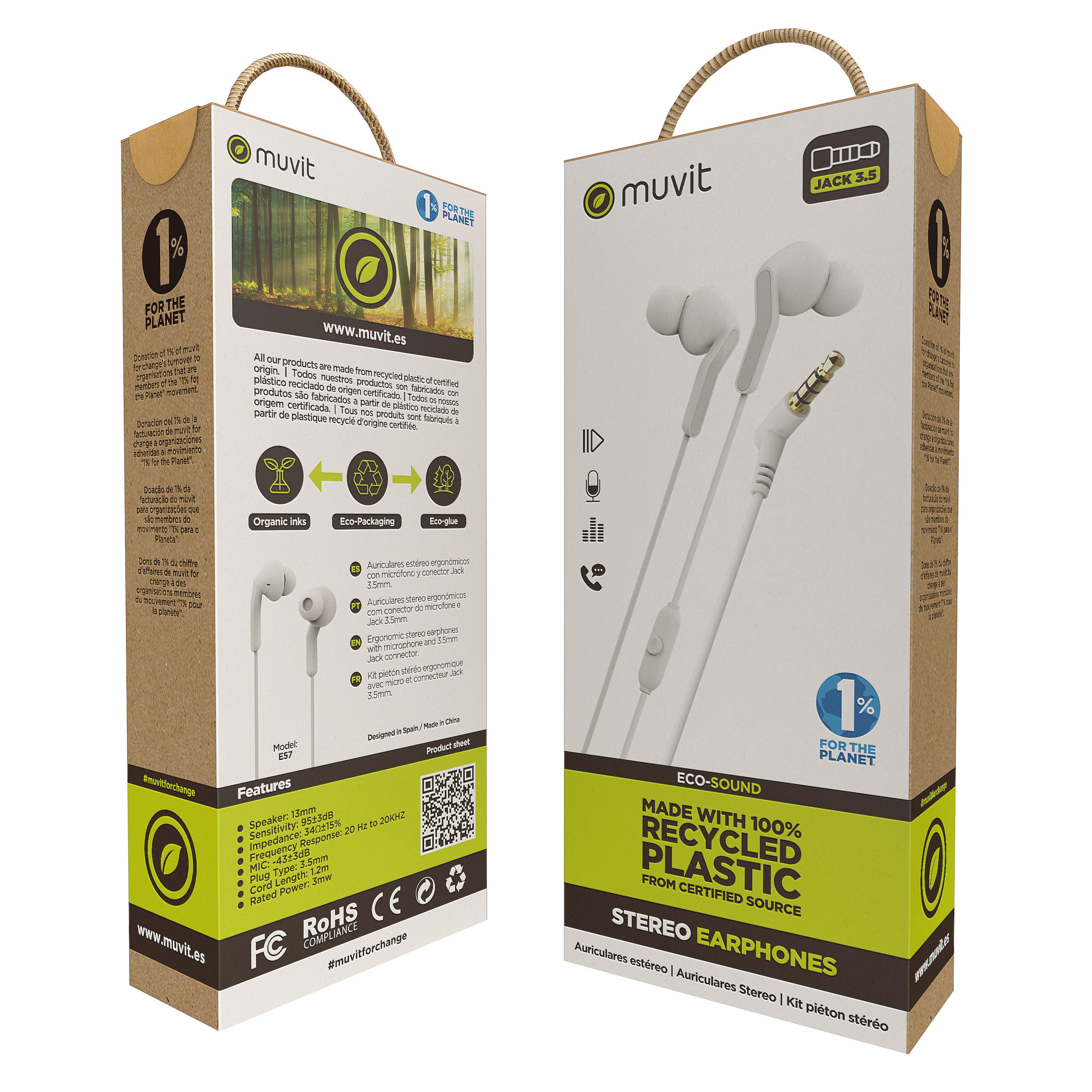 Auriculares muvit e57 blanco