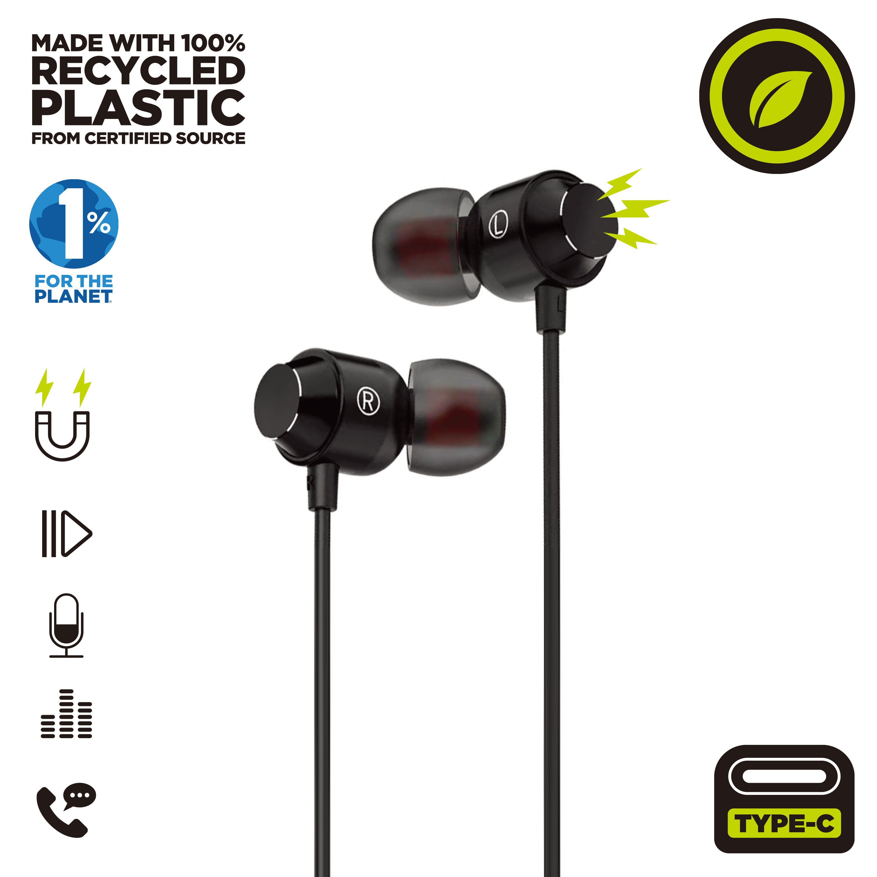 Auriculares magneticos muvit m32 usb tipo c negro