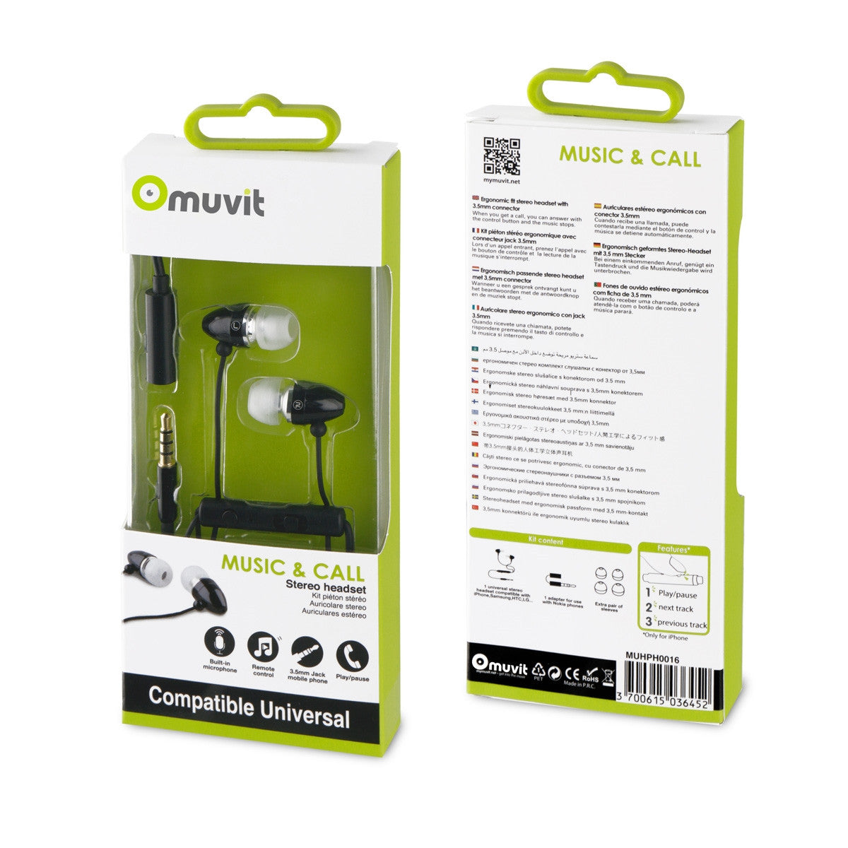 Auriculares muvit  muhph0016 negro