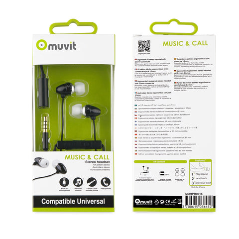 Auriculares muvit  muhph0016 negro