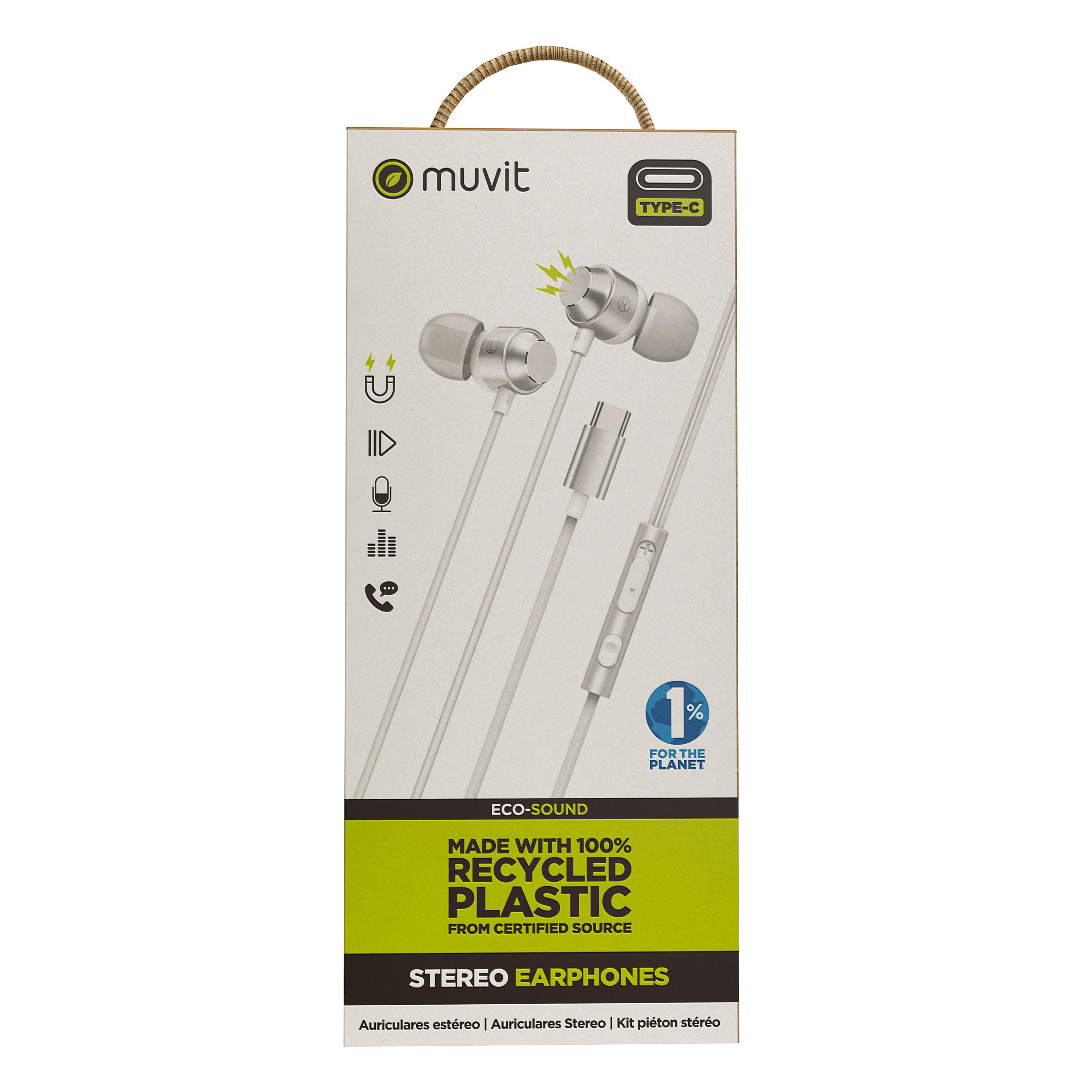 Auriculares magneticos muvit m32 usb tipo c blanco