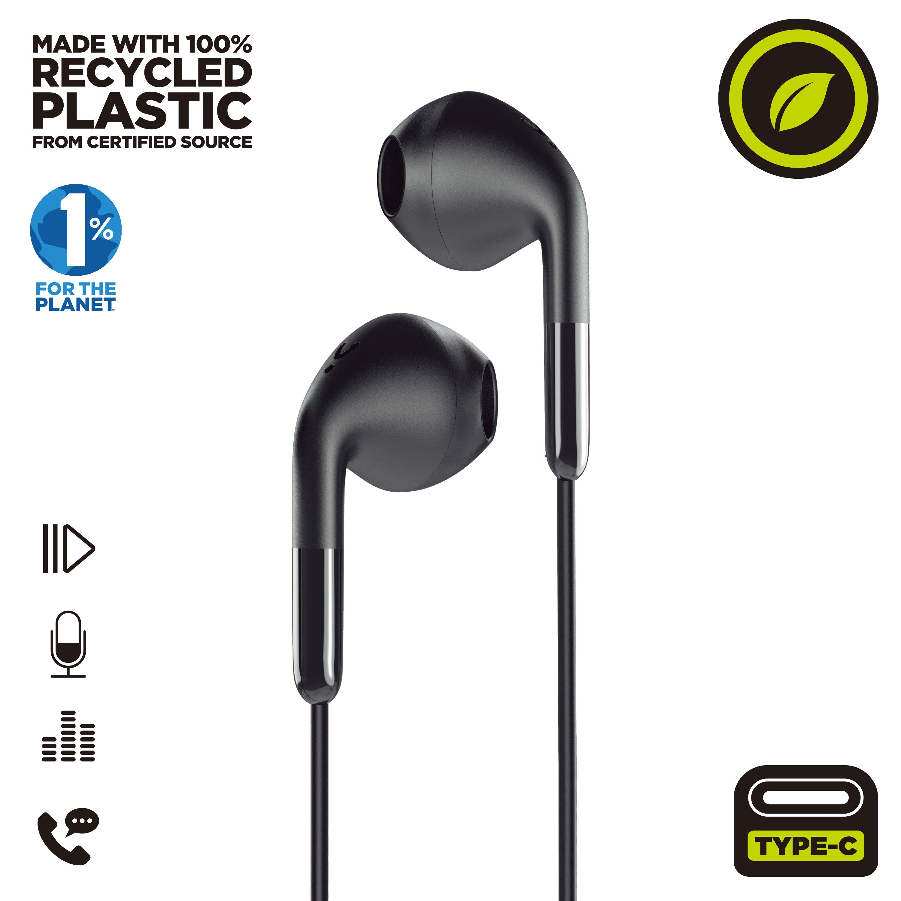 Auriculares muvit e58 usb tipo c negro