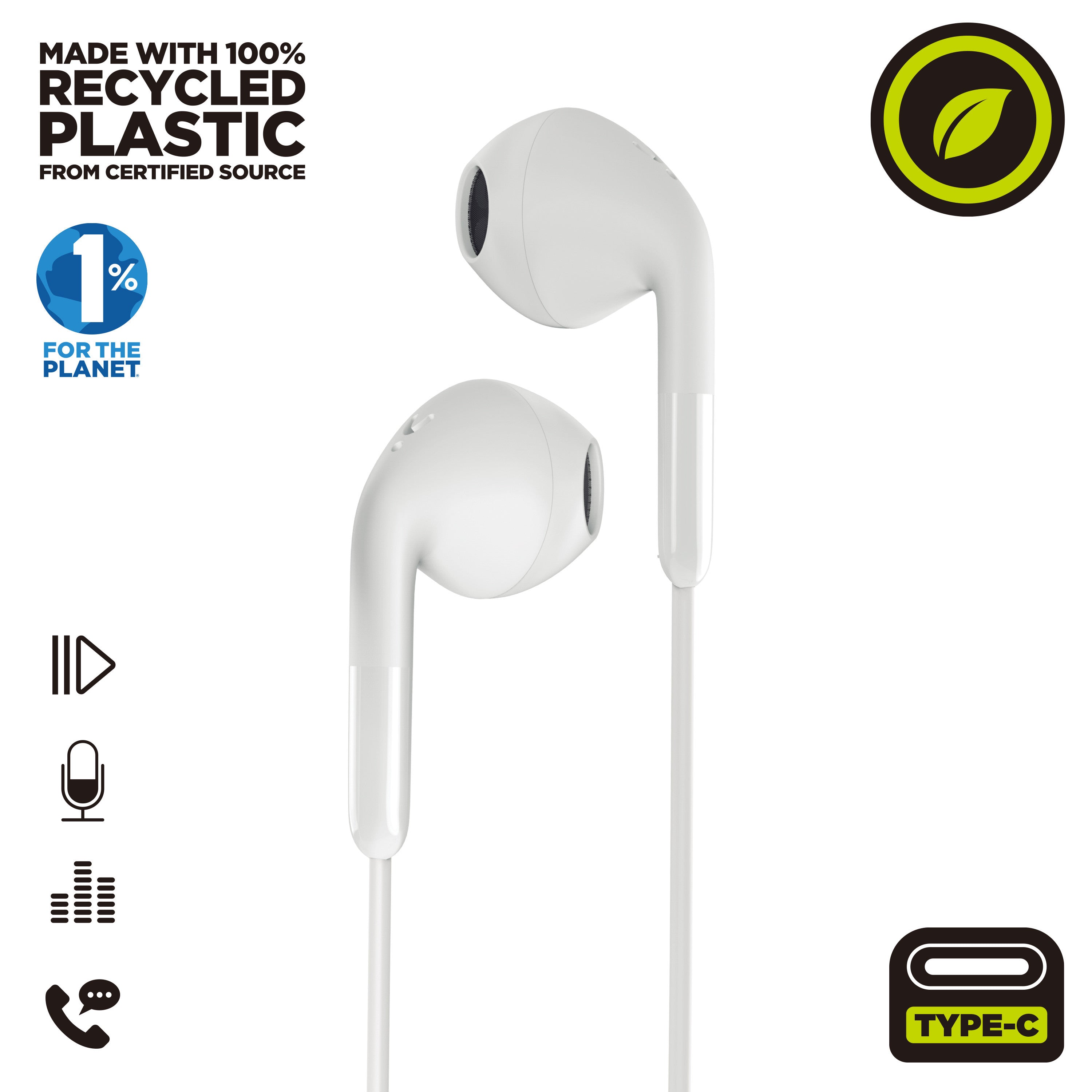 Auriculares muvit e58 usb tipo c blanco