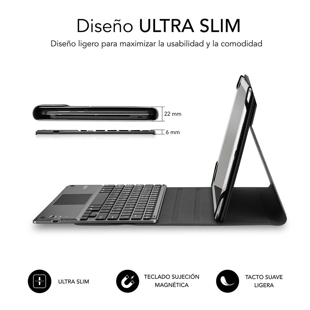 Funda + teclado subblim keytab pro para tablet 9.6pulgadas - 11pulgadas negro