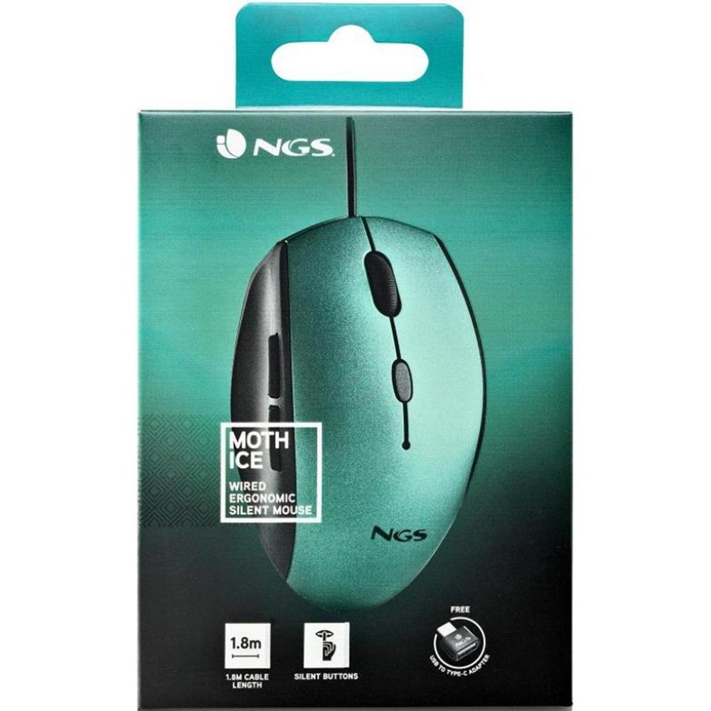 Raton ngs wired ergo silent mouse azul