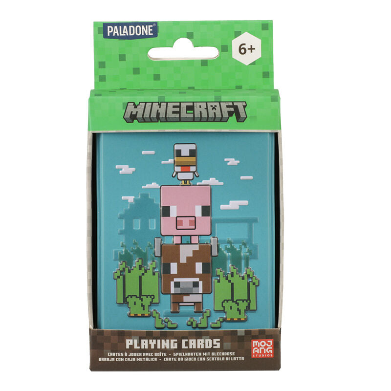 Baraja de cartas en caja metálica paladone minecraft