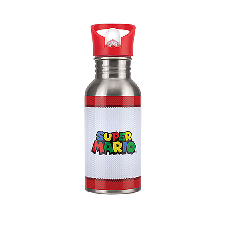 Botella metálica con pajita paladone super mario 500 ml