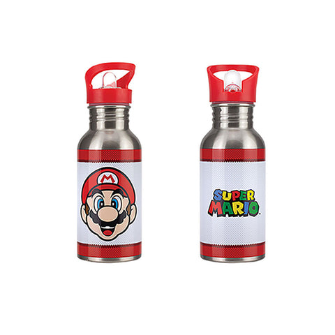 Botella metálica con pajita paladone super mario 500 ml