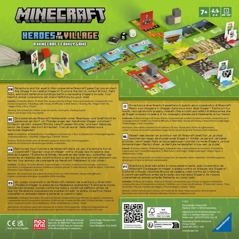 Juego de mesa ravensburger minecraft heroes of the village +7