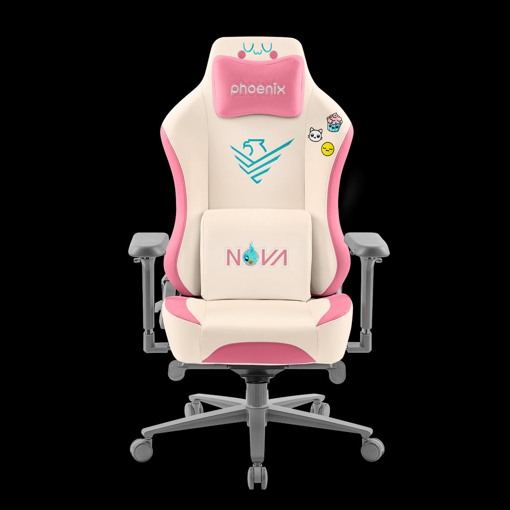 Phoenix nova cream editión silla alta gama fabricada en cuero color crema y rosa