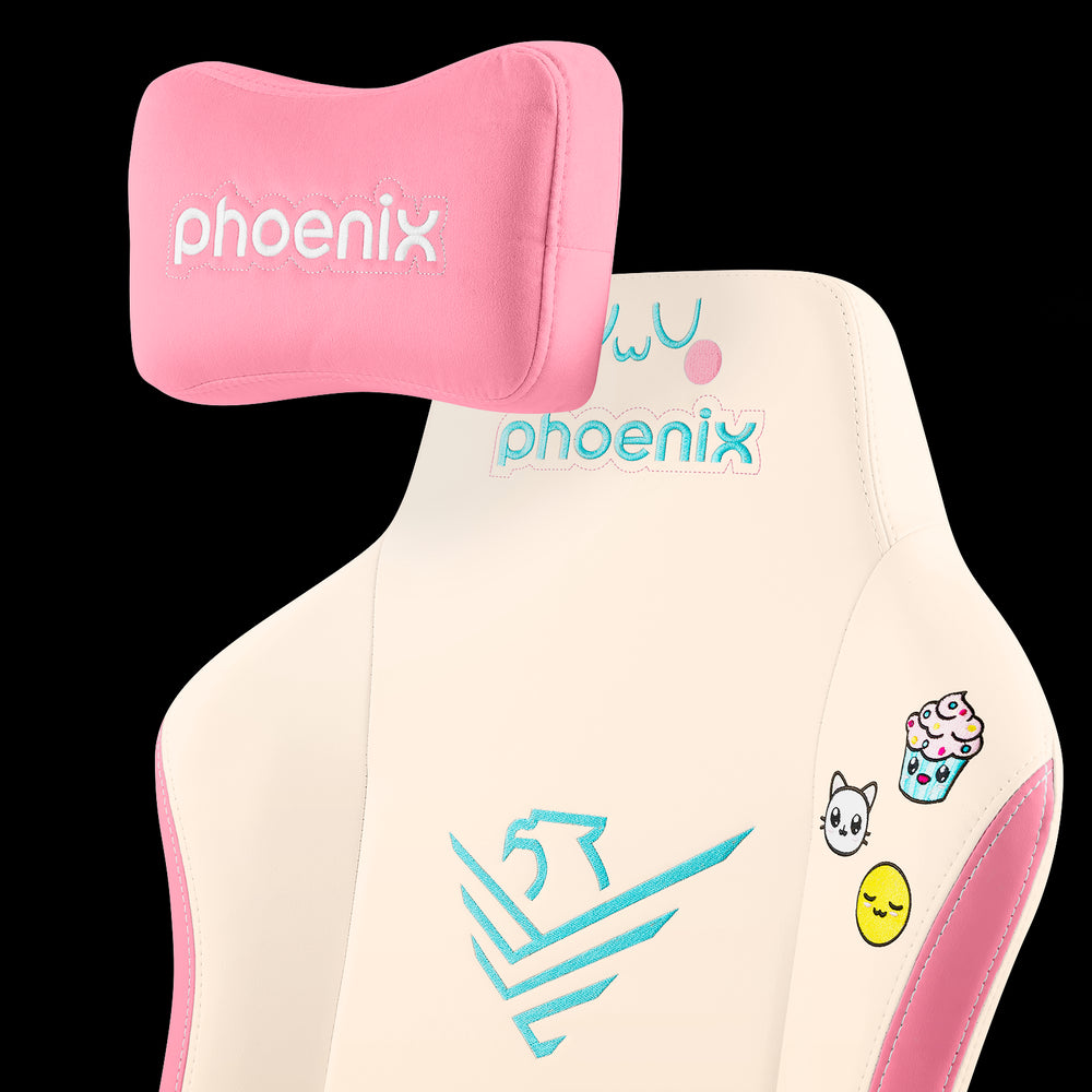 Phoenix nova cream editión silla alta gama fabricada en cuero color crema y rosa