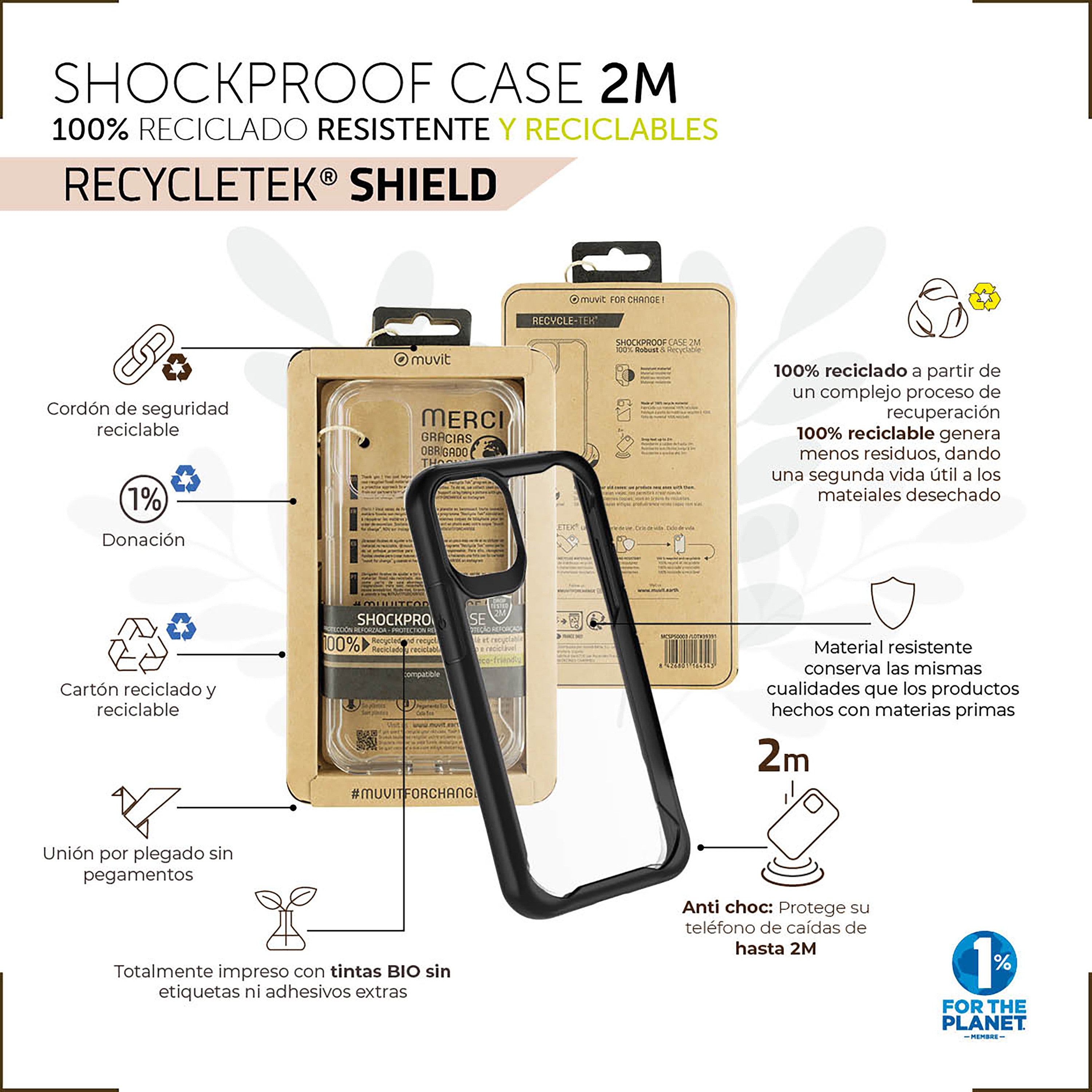 Funda muvit shockproof 2m para apple iphone 14 pro transparente