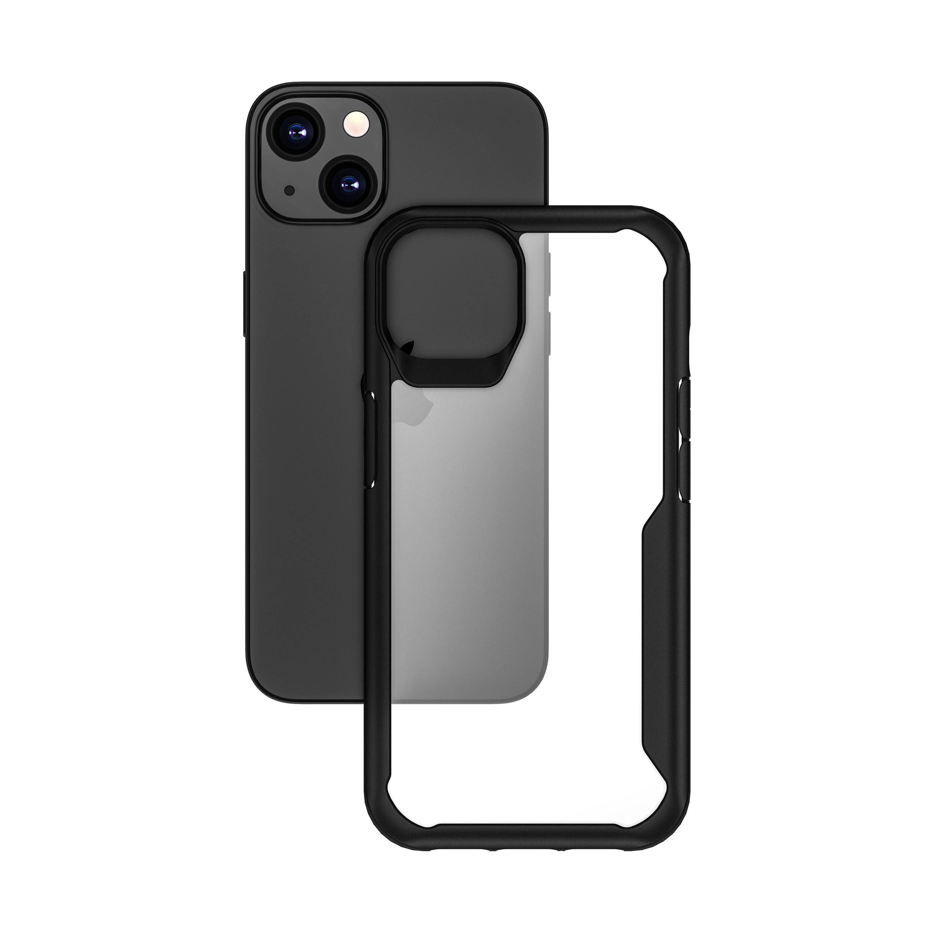 Funda muvit shockproof 2m para apple iphone 13 transparente - negra