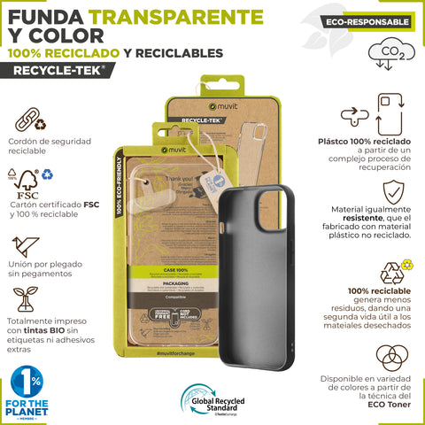 Funda muvit recycletek para apple iphone 15 transparente